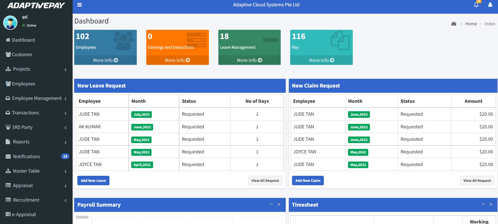 screenshot of Adaptive Pay